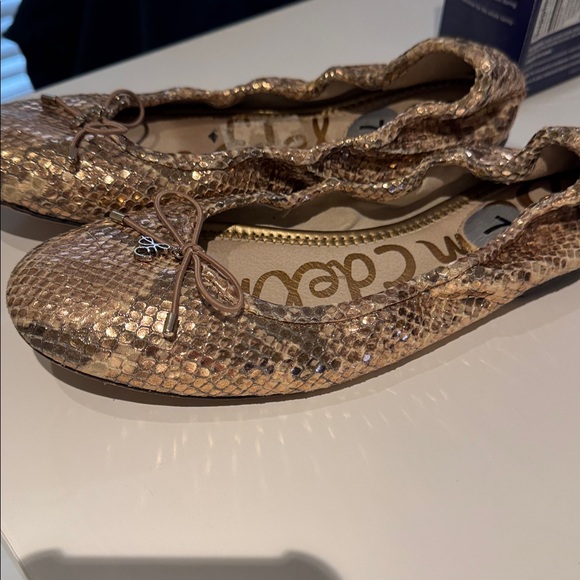 Sam Edelman gold Metallic Snake Print Ballet Flats - Picture 3 of 11